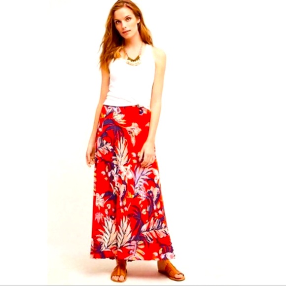 Anthroplogie NWT HD in Paris Silk Floral lined maxi skirt - Picture 2 of 13